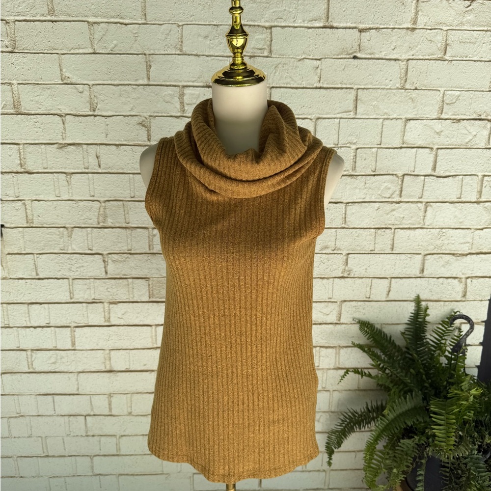 Cozy Yellow Cowl Neck Sleeveless Sweater